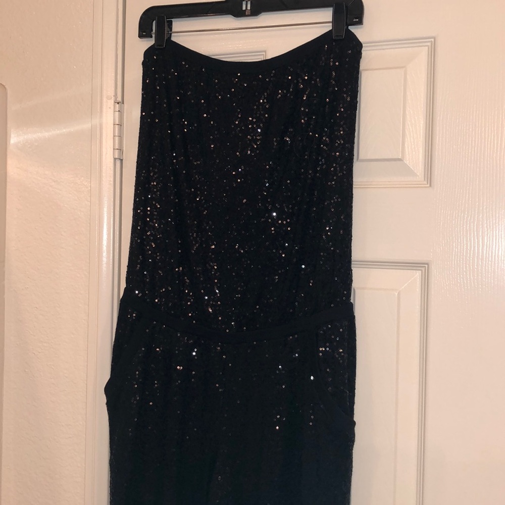 VS BLACK SEQUINS JUMPSUIT/LOUNGE WEAR SZ:M/M